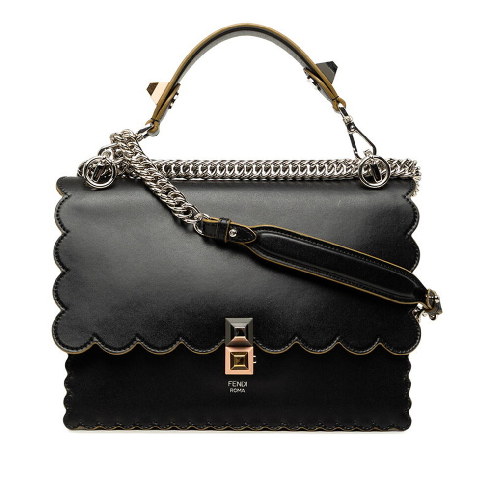 Fendi Kanai Handbag Chain Shoulder Bag 2WAY 8BT283 Black Leather Women's FENDI